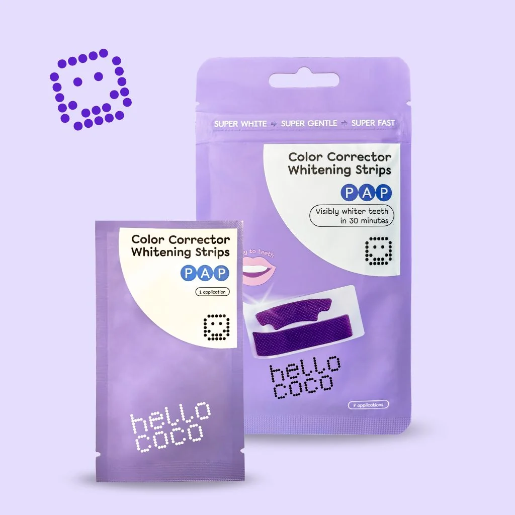 Hello Coco PAP Bělicí pásky na zuby s korektorem barev 7 aplikací 14 ks