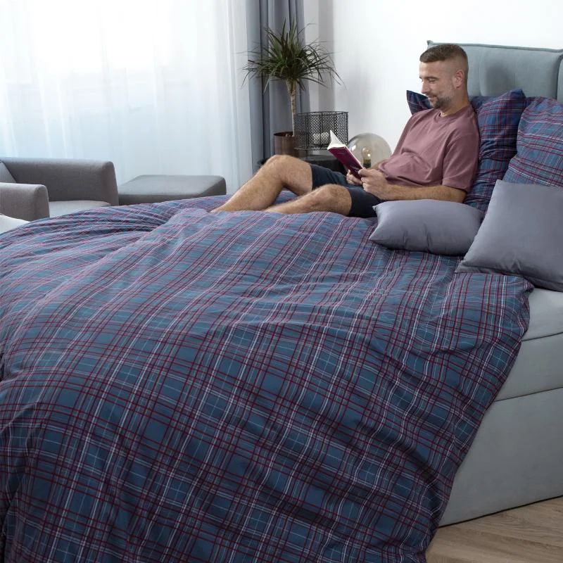 SCANquilt povlečení KLASIK SOFT kostky modrá 140 x 200/70 x 90 cm