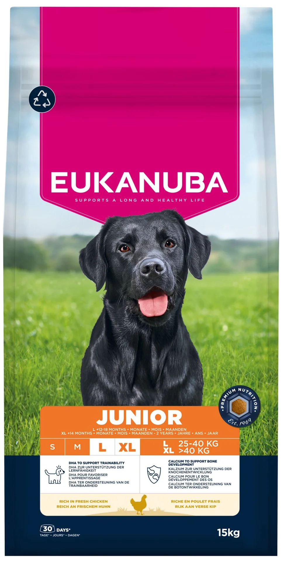 Eukanuba Krmivo Junior Large rich in fresh chicken 15kg