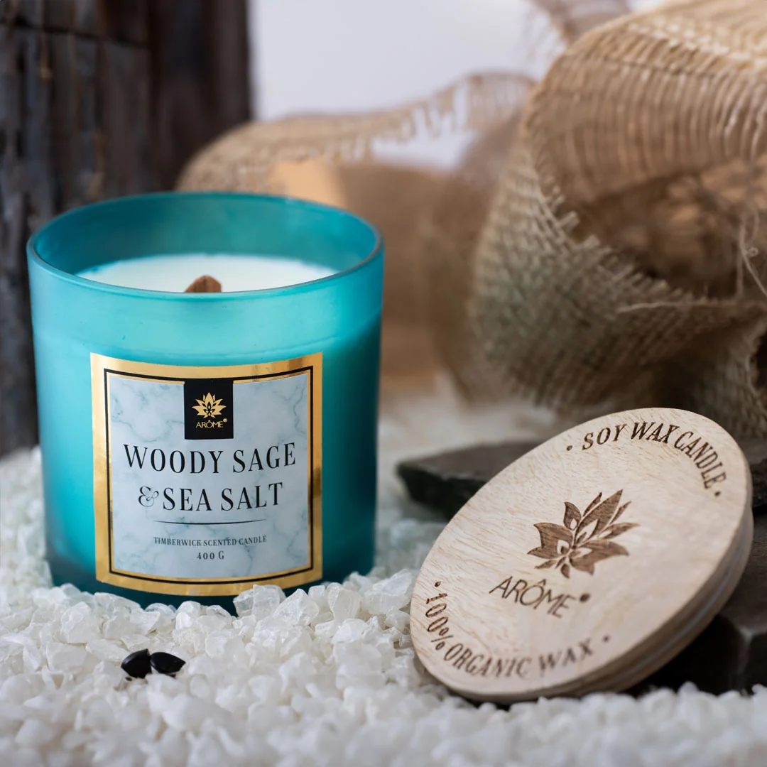 ARÔME Vonná svíčka Woody Sage & Sea Salt 400 g