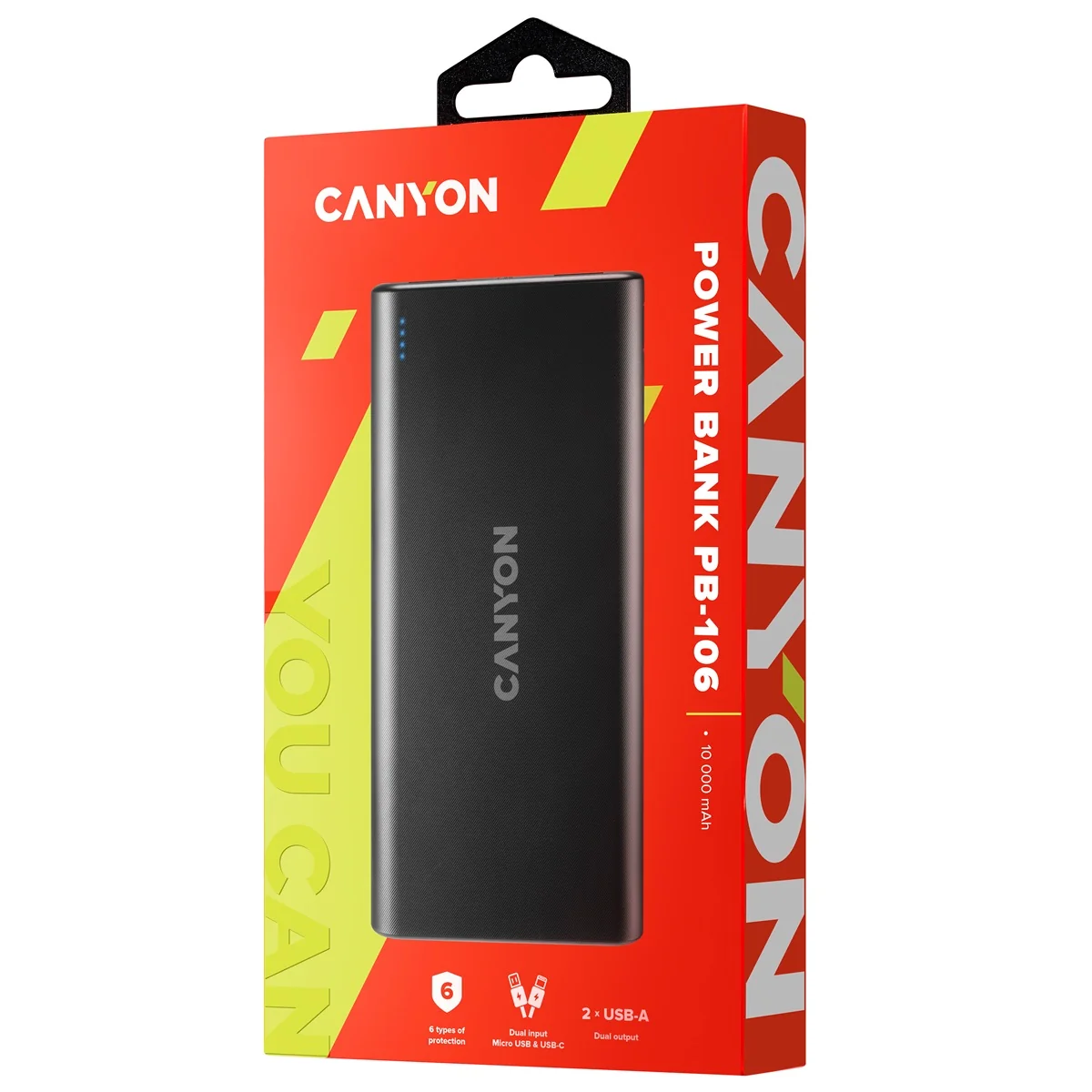 Canyon Power Bank PB-106B,10000mAh Li-poly,černá 