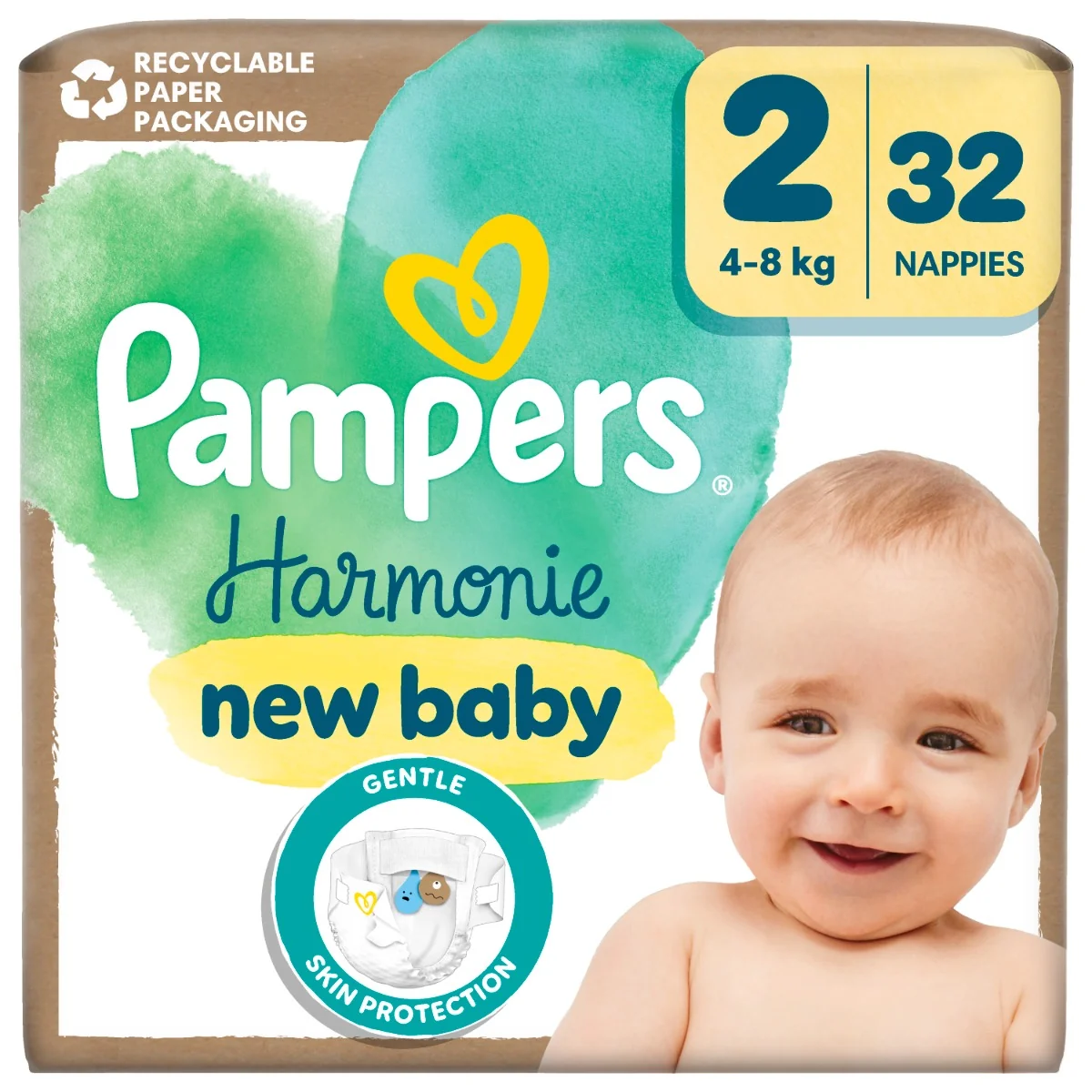 Pampers Harmonie New Baby vel. 2 4–8 kg dětské pleny 32 ks