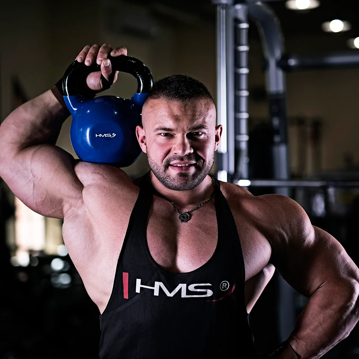 HMS Kettlebell pokrytý vinylem KN modrý - 6kg
