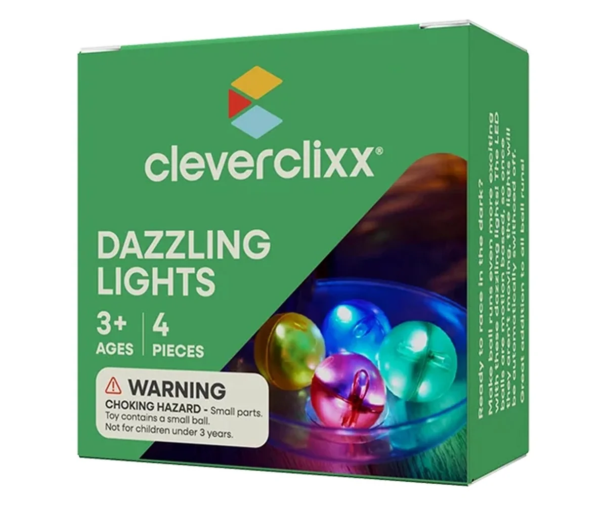 Cleverclixx Kuličková dráha - Sada kuliček Dazzling Lights - 4 ks