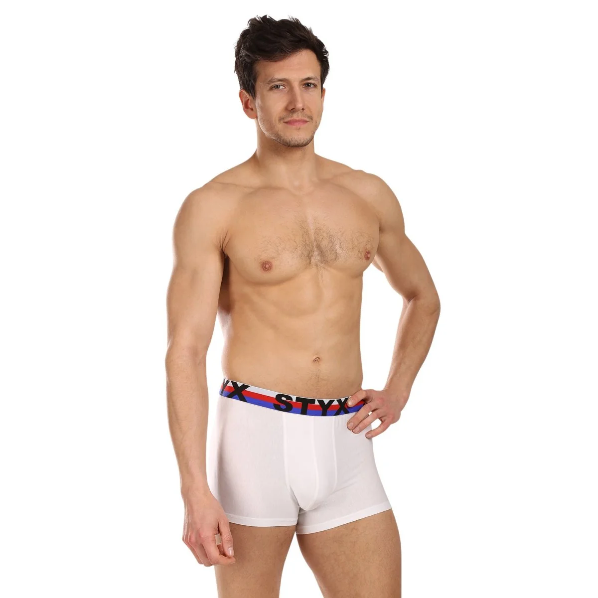 Styx Pánské boxerky sportovní guma bílé trikolóra (G2061) XXL