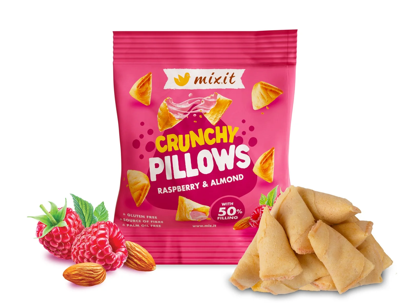 MIXIT Křupavé polštářky Malina a mandle 30 g