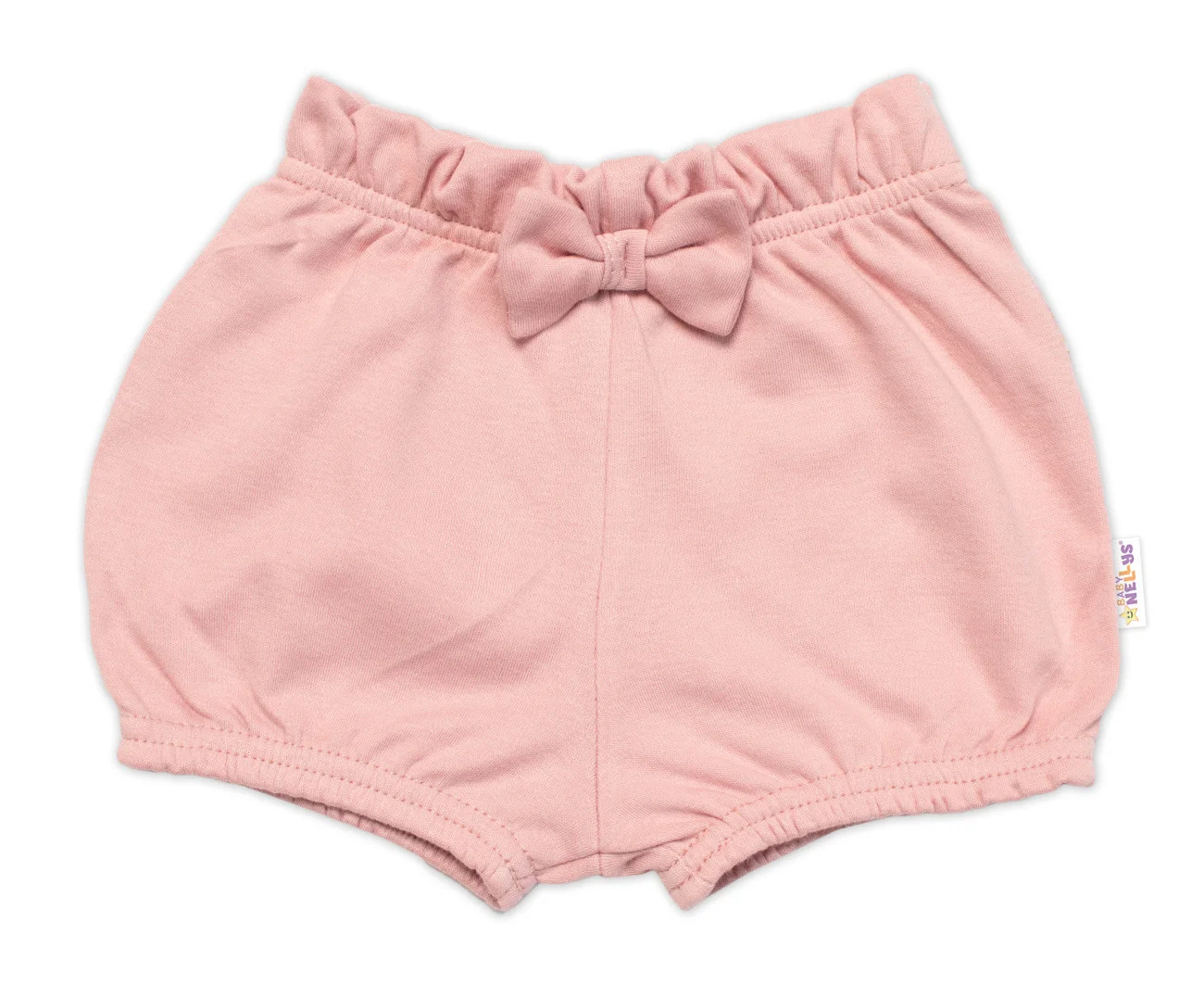 Baby Nellys Kraťásky s mašličkou , bavlna, pudrové, vel. 86 vel.  86