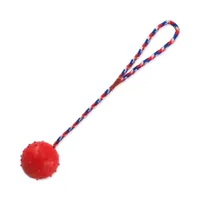 Dog Fantasy Hračka míček gumový s provazem mix barev průměr 6 cm