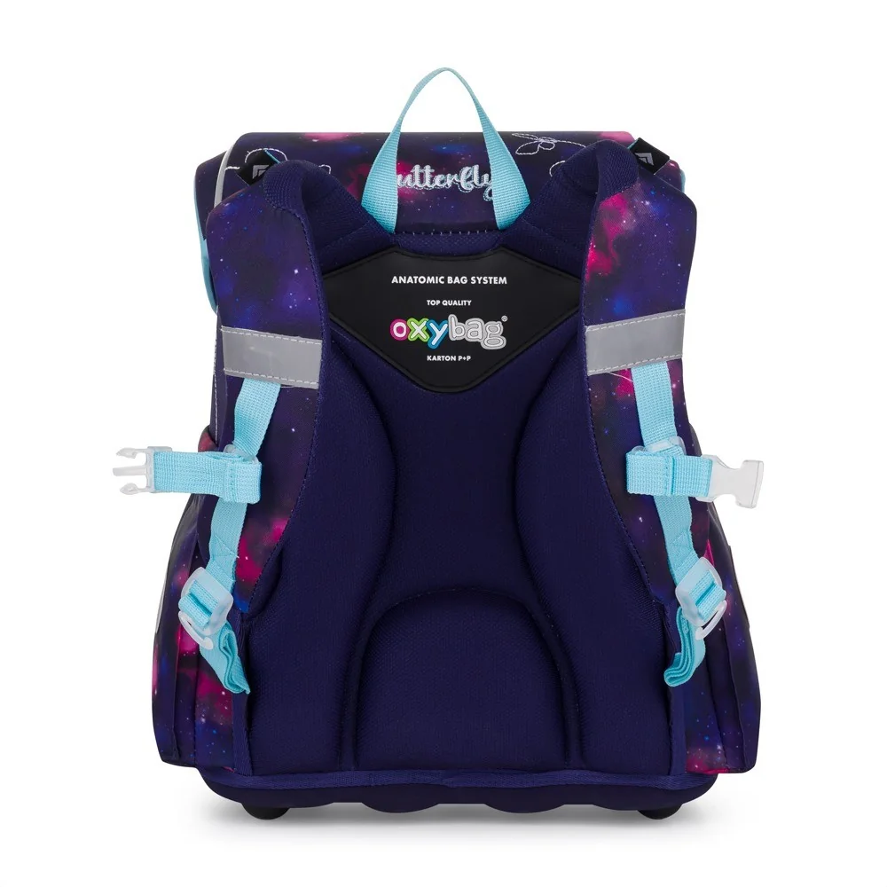Oxybag PREMIUM - školní set Motýl 3 ks: aktovka, penál, sáček aktovka, penál, sáček