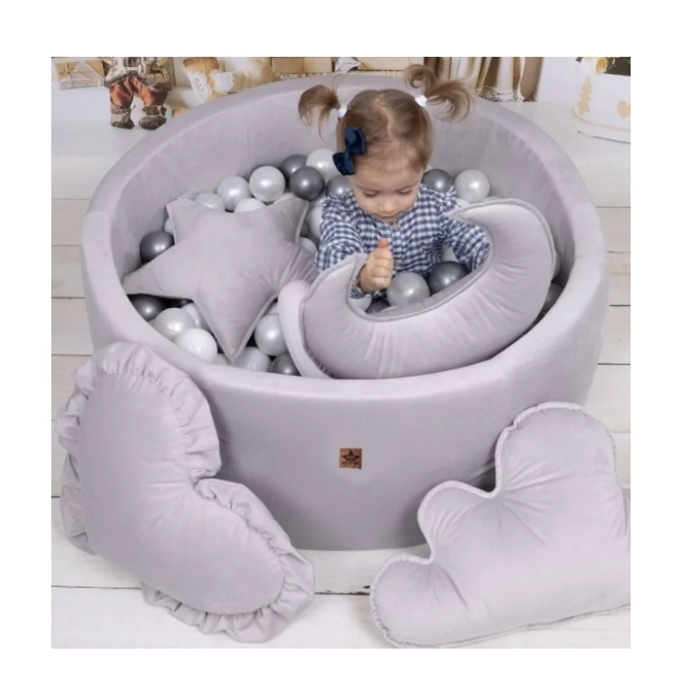 Baby Nellys Bazén pro děti 90x30 cm Velvet + 200 balónků, jeans