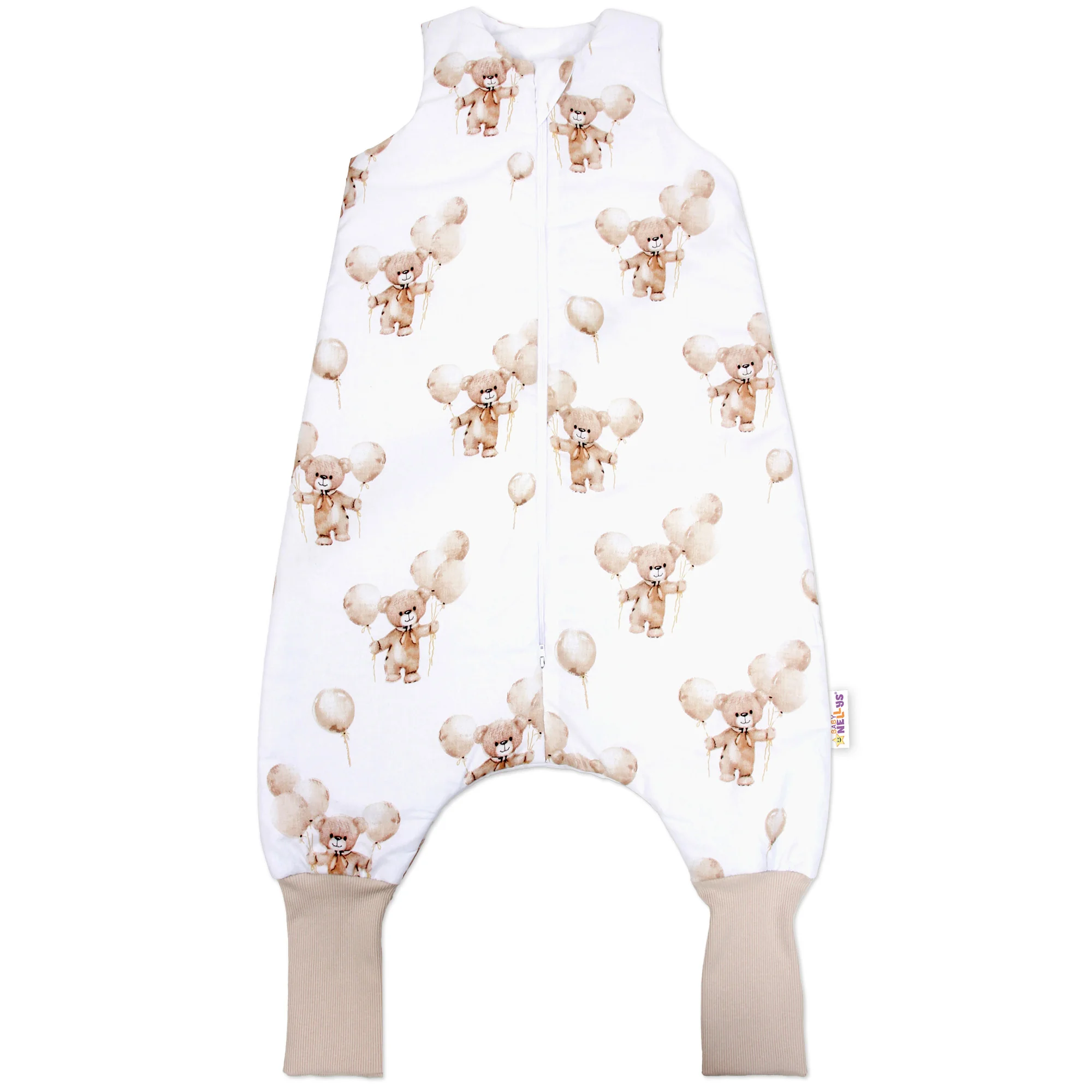 Baby Nellys Spací vak se zahrnovacími nohavičkami Teddy Ball, vel. S, 68/86