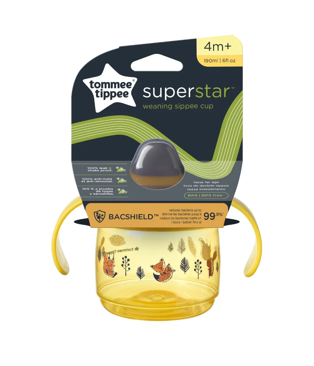 Tommee Tippee Netekoucí hrnek Superstar 4m+ 190 ml Yellow 1 ks