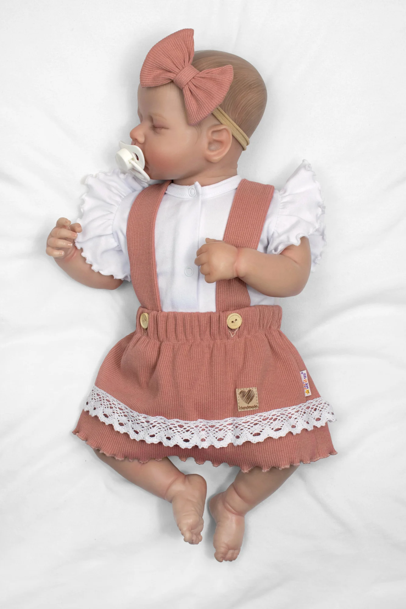Baby Nellys 3D sada LADY, body kr. rukáv, suknička s láclem, čelenka, starorůžová/bílá, 68