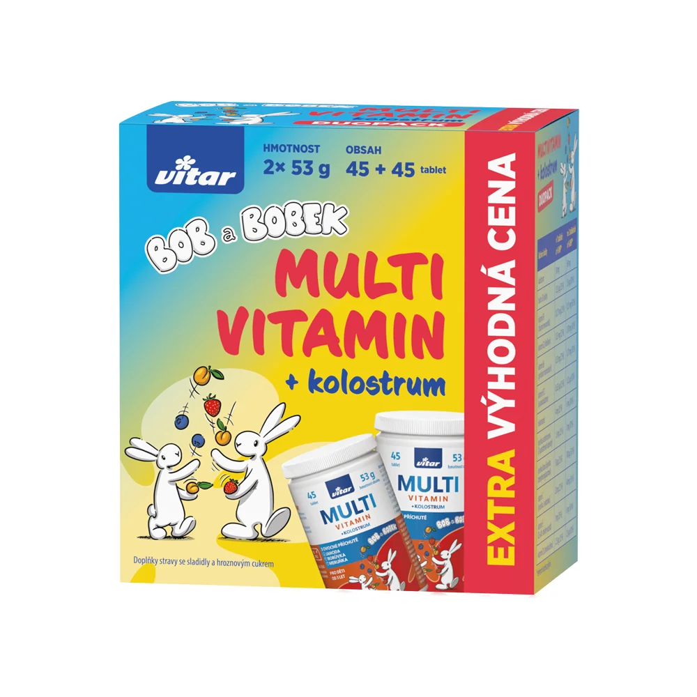 Vitar Kids Multivitamin+kolostrum Bob a Bobek 2x45 tablet