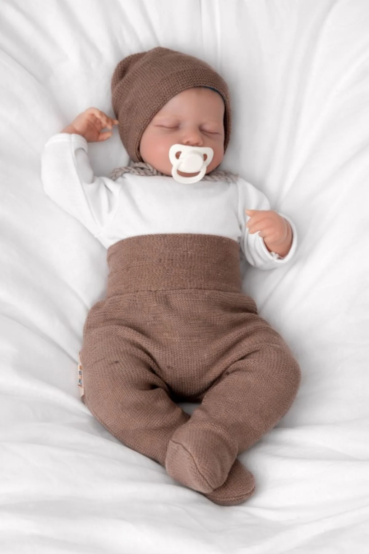 Baby Nellys Pletené kojenecké polodupačky Hand Made, Baby Nellys, hnědé, vel. 68