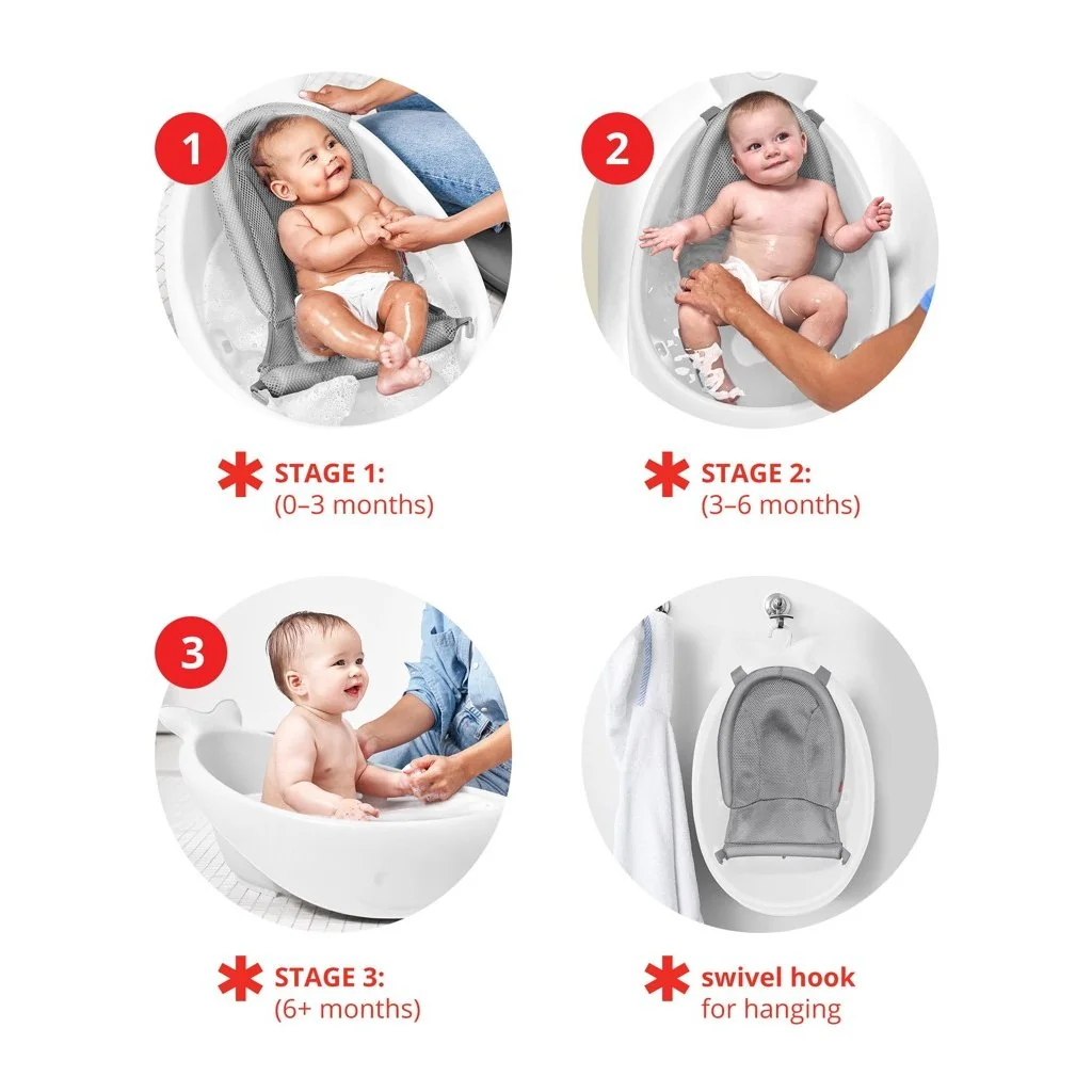 SKIP HOP Vanička s ergonomickou podložkou Moby 3 fázová bílá
