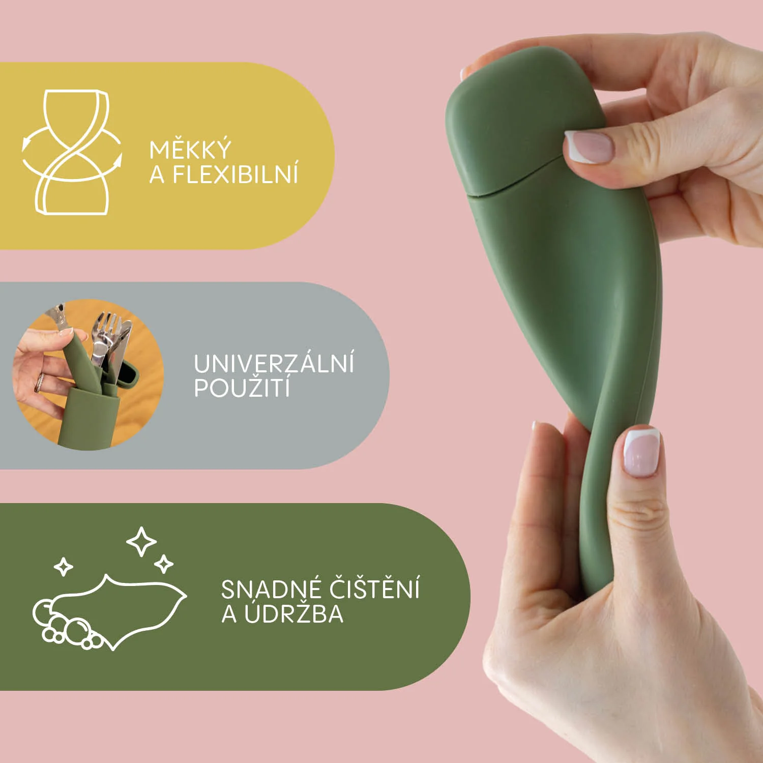 Zopa Silikonové pouzdro na příbor, Mustard Yellow 4