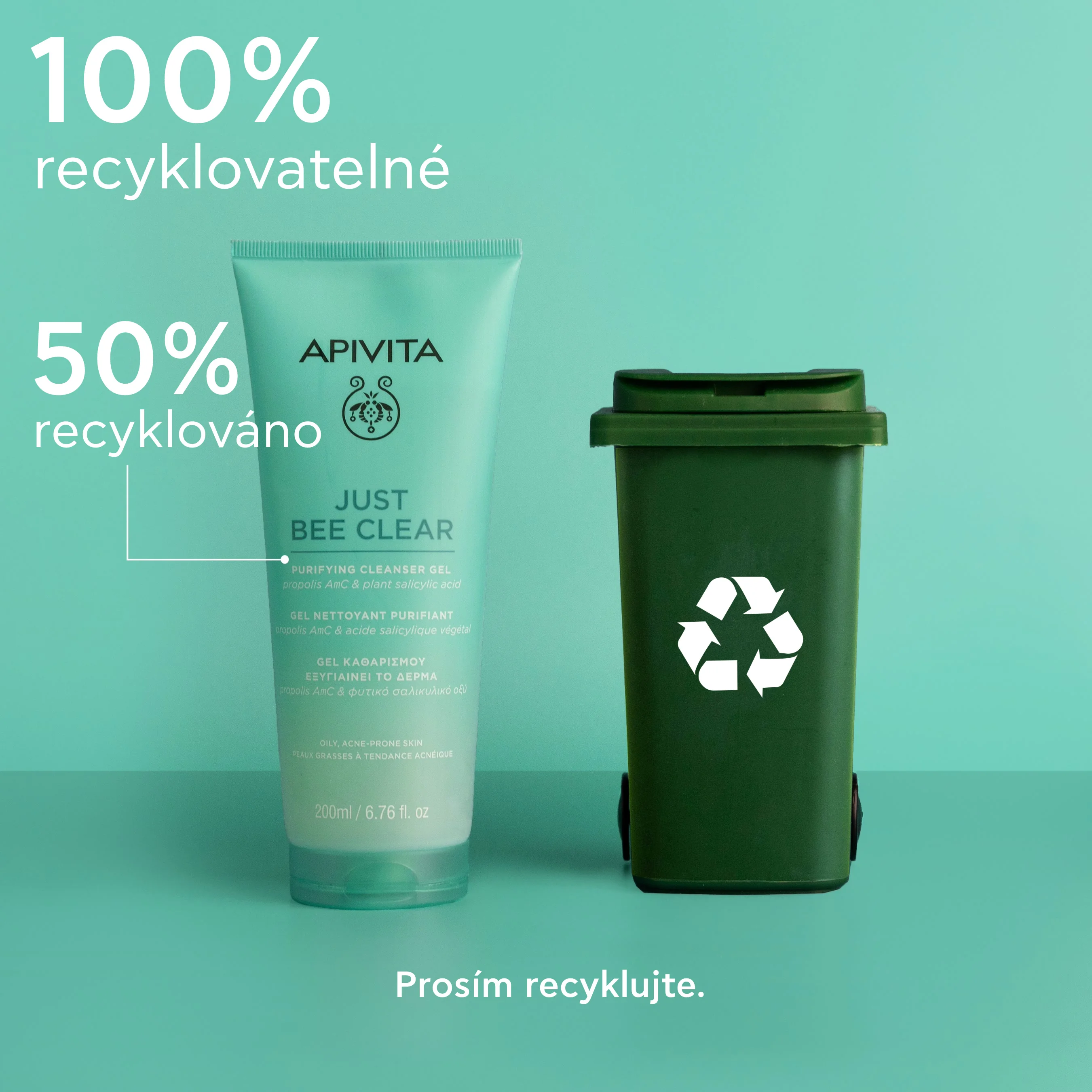 APIVITA Just Bee Clear čisticí gel na pleť se sklonem k akné 200 ml