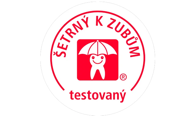Logo - šetrný k zubům, testovaný.