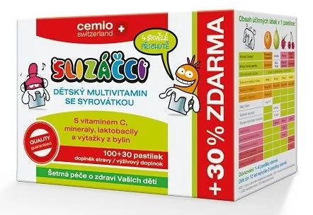 Cemio SLIZÁČCI Dětský multivitamin se syrovátkou tbl.100+30