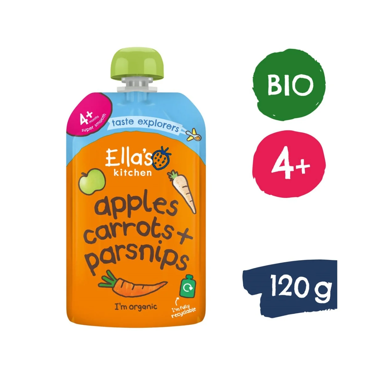 Ellas Kitchen BIO Mrkev, jablko a pastinák kapsička 120 g
