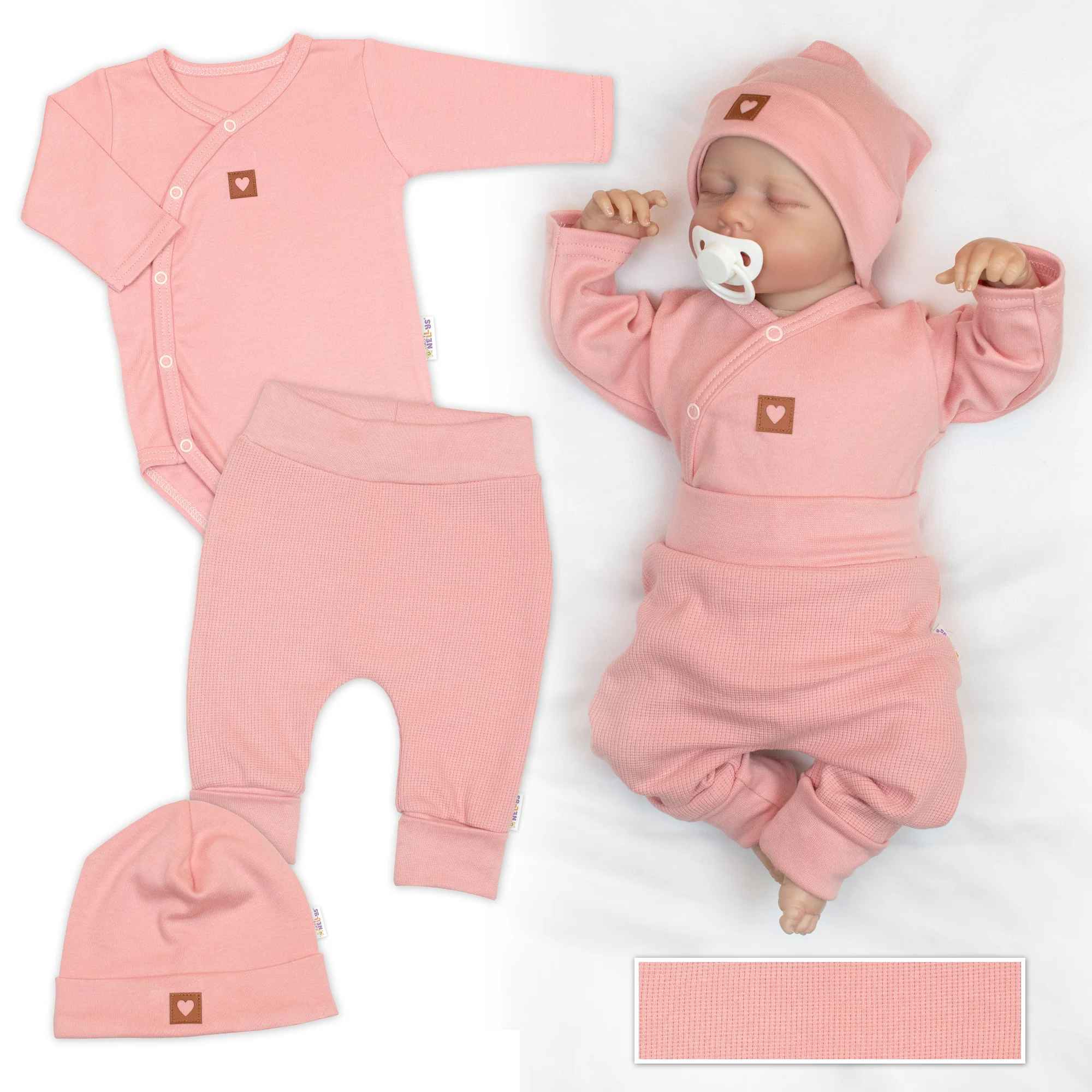 Baby Nellys Rostoucí 3dílná sada pro miminko Nature - korálová