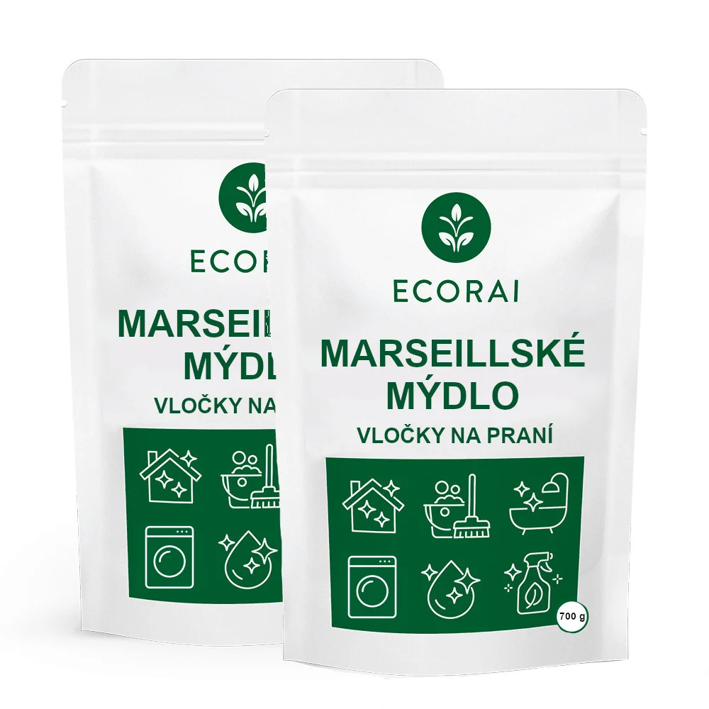 Ecorai Marseillské mýdlo, vločky na praní, originál 2x 700 g, výhodné balení