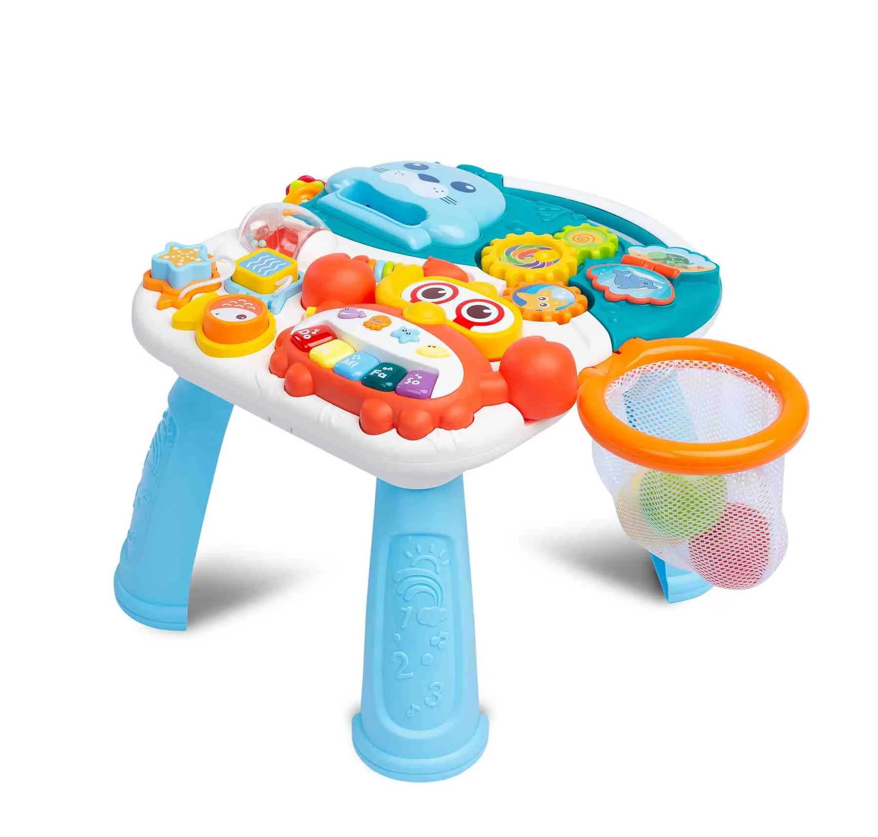Toyz Dětské interaktivní chodítko, stoleček s příslušenstvím 2v1, , tyrkysové