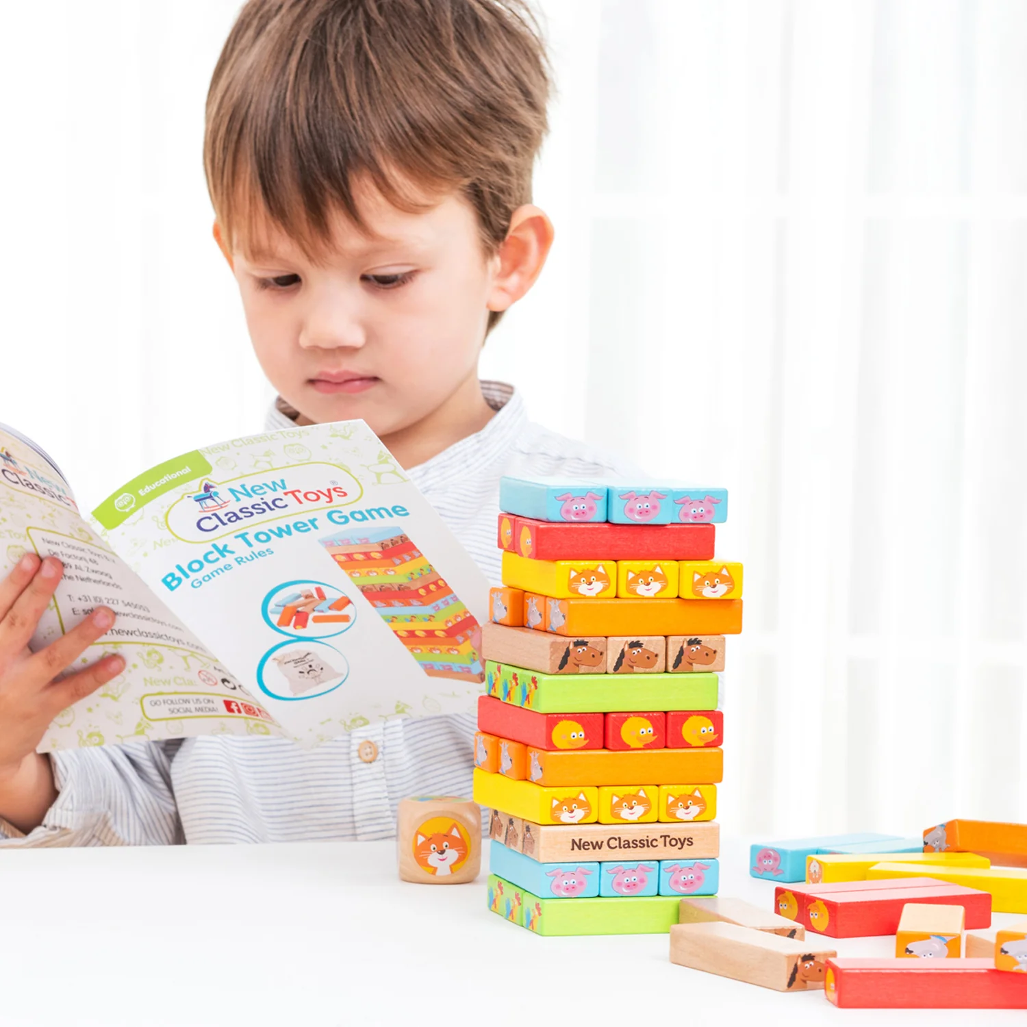 New Classic Toys Dřevěná věž Jenga se zvířátky