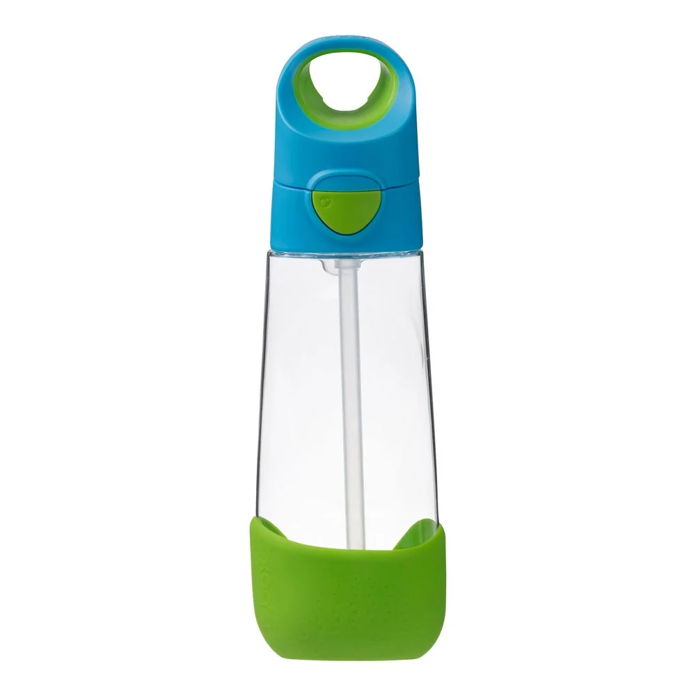 B.BOX Lahev na pití s brčkem 600 ml - modrá/zelená