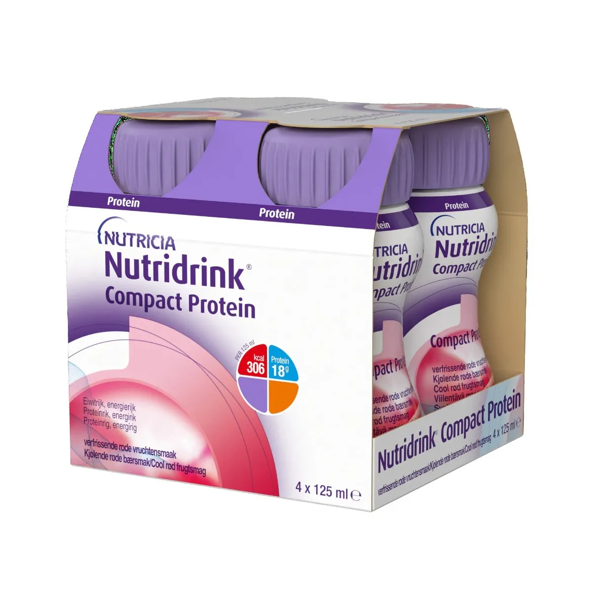 Nutridrink Compact Protein s příchutí chladivého červeného ovoce 4x125 ml