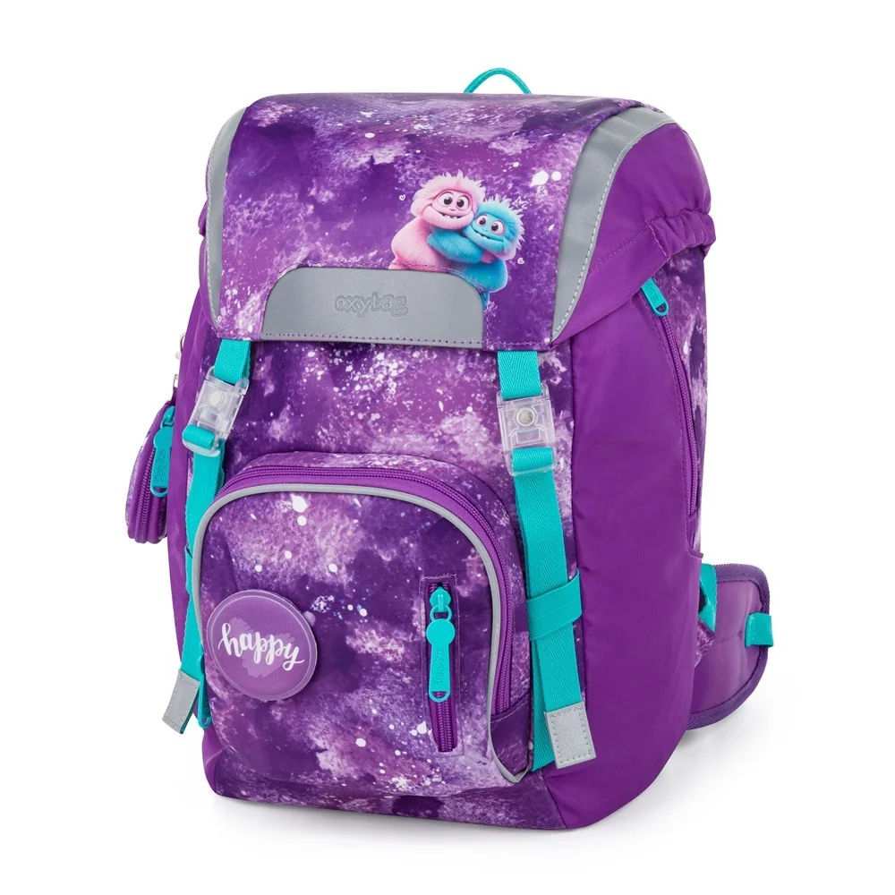 Oxybag OXY SKY - školní set Monster 4 ks: batoh, penál, sáček, placky batoh, penál, sáček