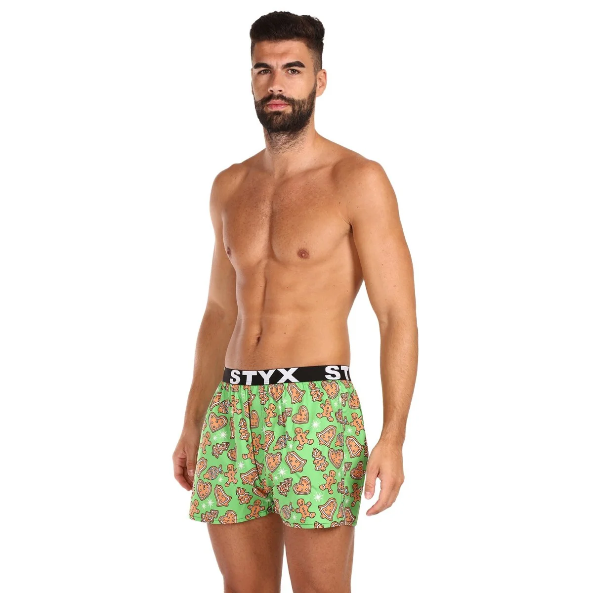Styx Pánské trenky art sportovní guma Vánoce perníčky (B1753) M