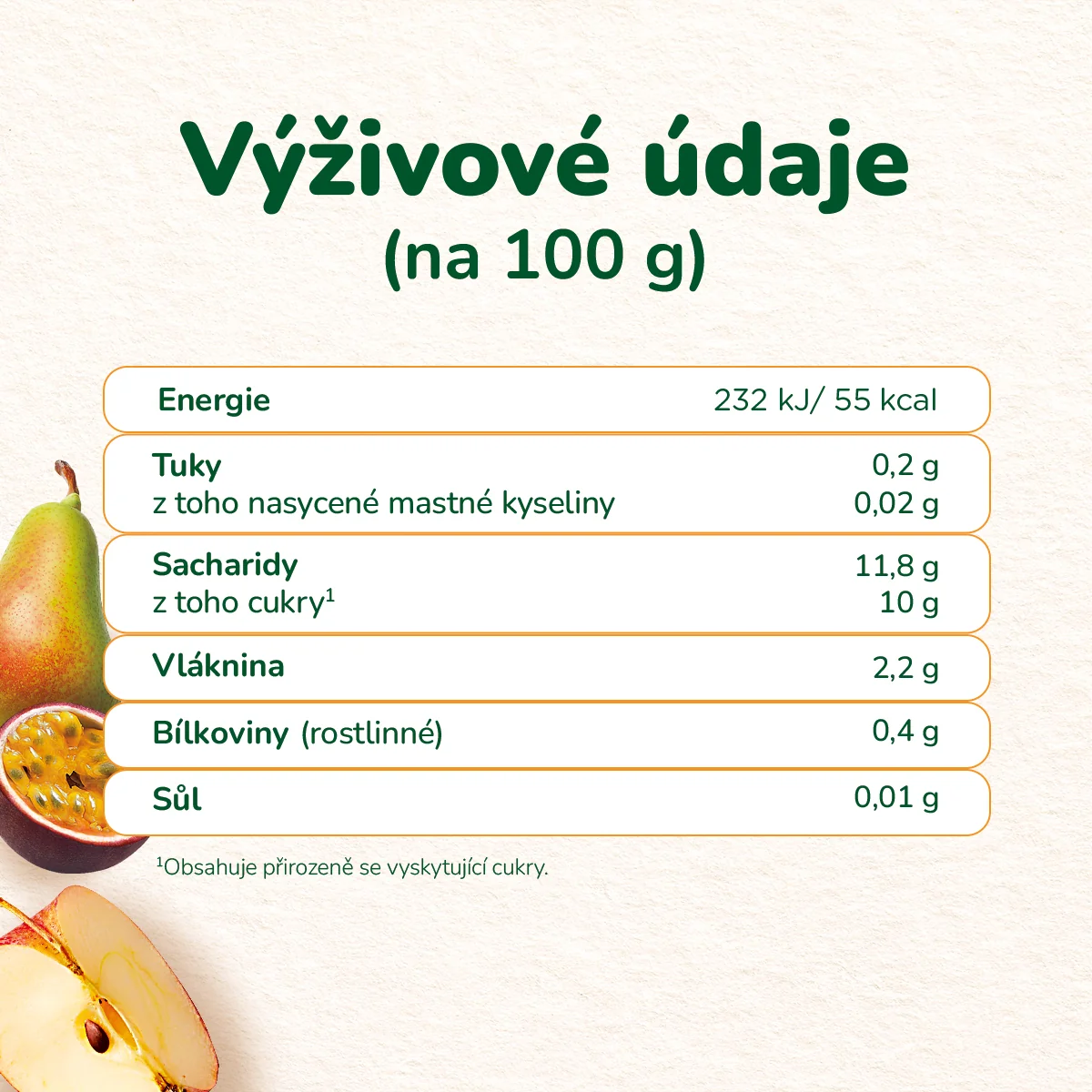 Sunar BIO Jablko, hruška, marakuja 6m+ kapsička 100 g
