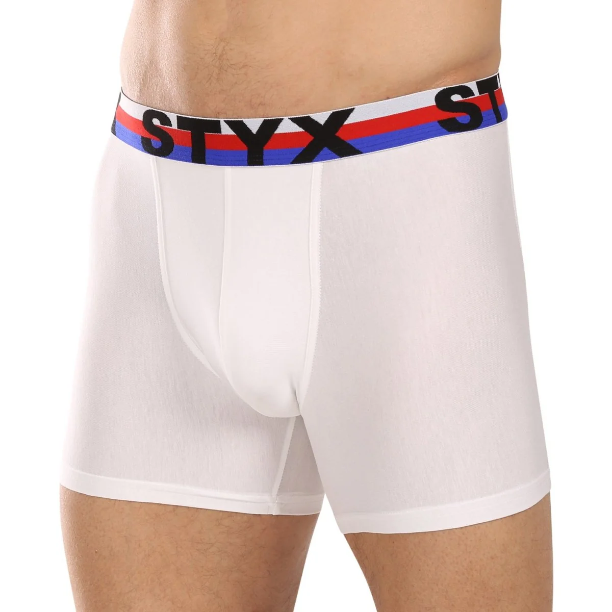 Styx 3PACK pánské boxerky long sportovní guma bílé trikolóra (3U2061) L