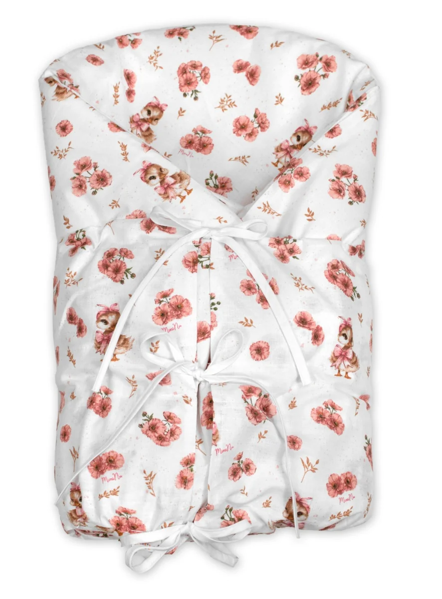 Baby Nellys Klasická retro zavinovačka LALLY šněrovací s výplní, Kačenky, růžová/bílá