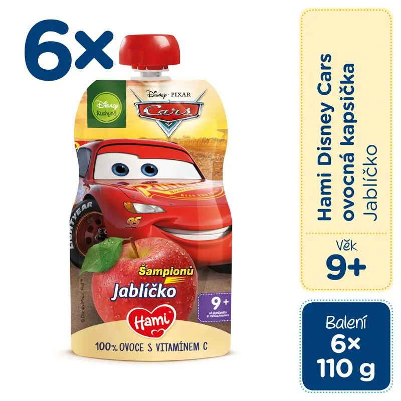 Hami Disney Cars jablíčko kapsička 6x110 g