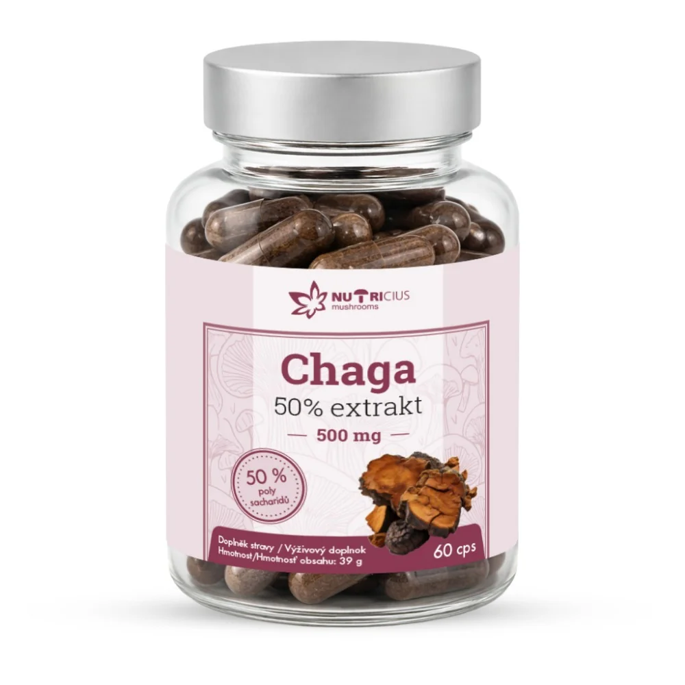 Nutricius Chaga 50% extrakt 500 mg 60 kapslí