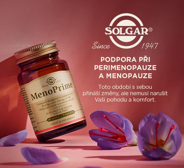 Solgar MenoPrime 30 tablet. Podpora při perimenopauze a menopauze.