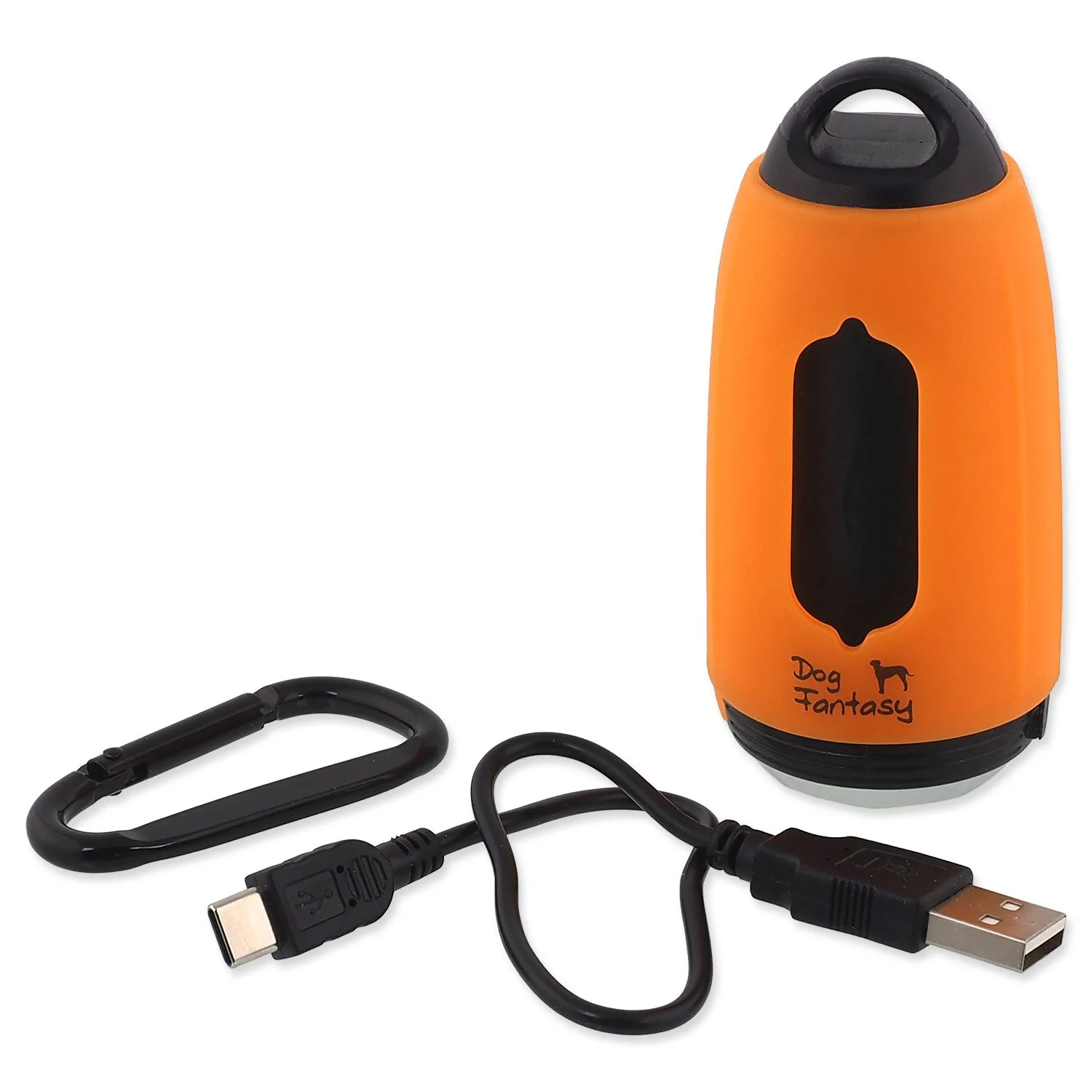 Dog Fantasy Baterka USB se sáčky na exkrementy oranžová