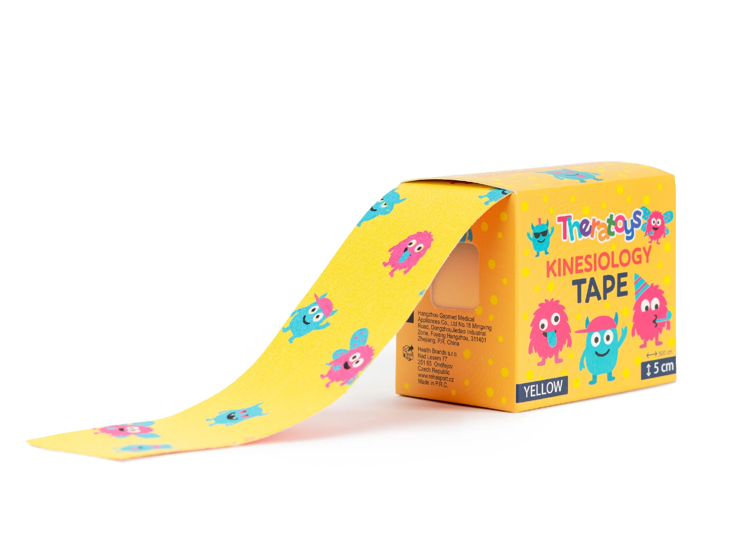 TheraToys Kids Kinesiology Tape 5 cm x 5 m tejpovací páska pro děti 1 ks žlutá