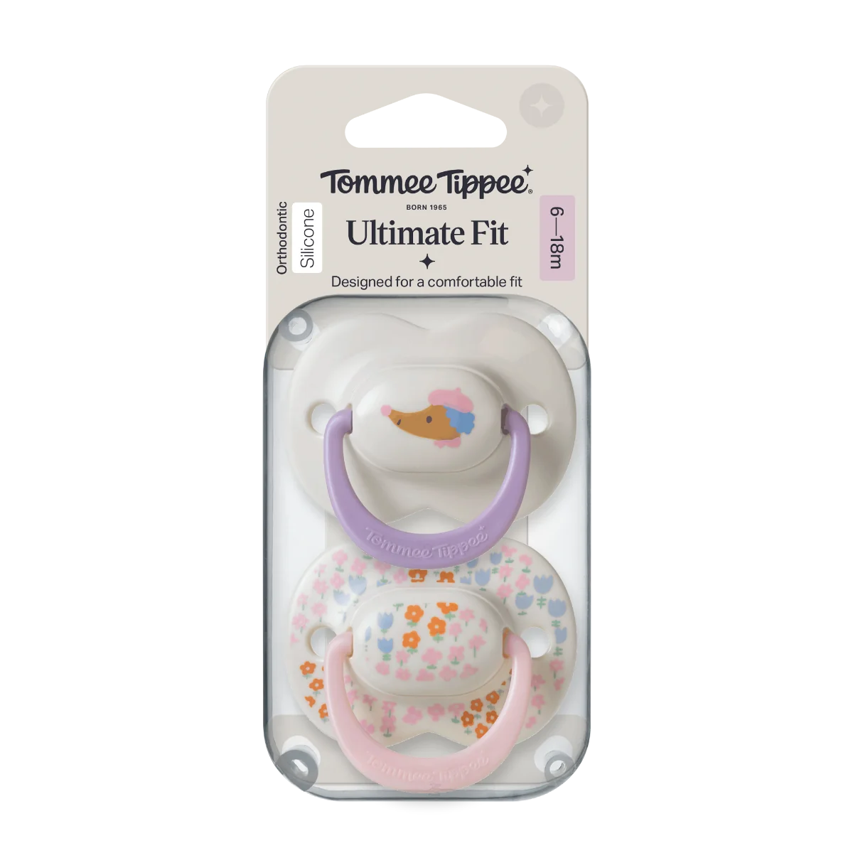 Tommee Tippee Silikonový dudlík Ultimate Fit Deco Girl 6-18m 2 ks více barevných variant
