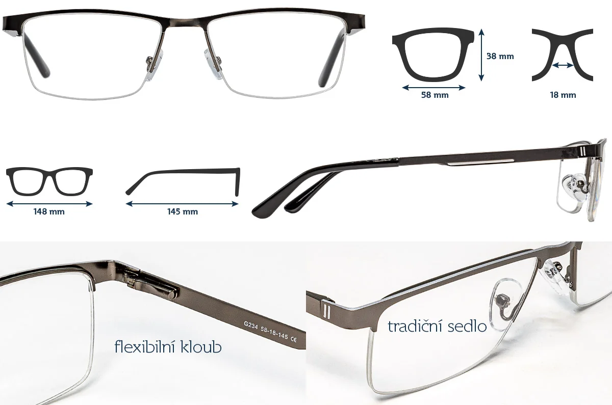 Glassa Brýle na čtení G 234 +1,50 šedé