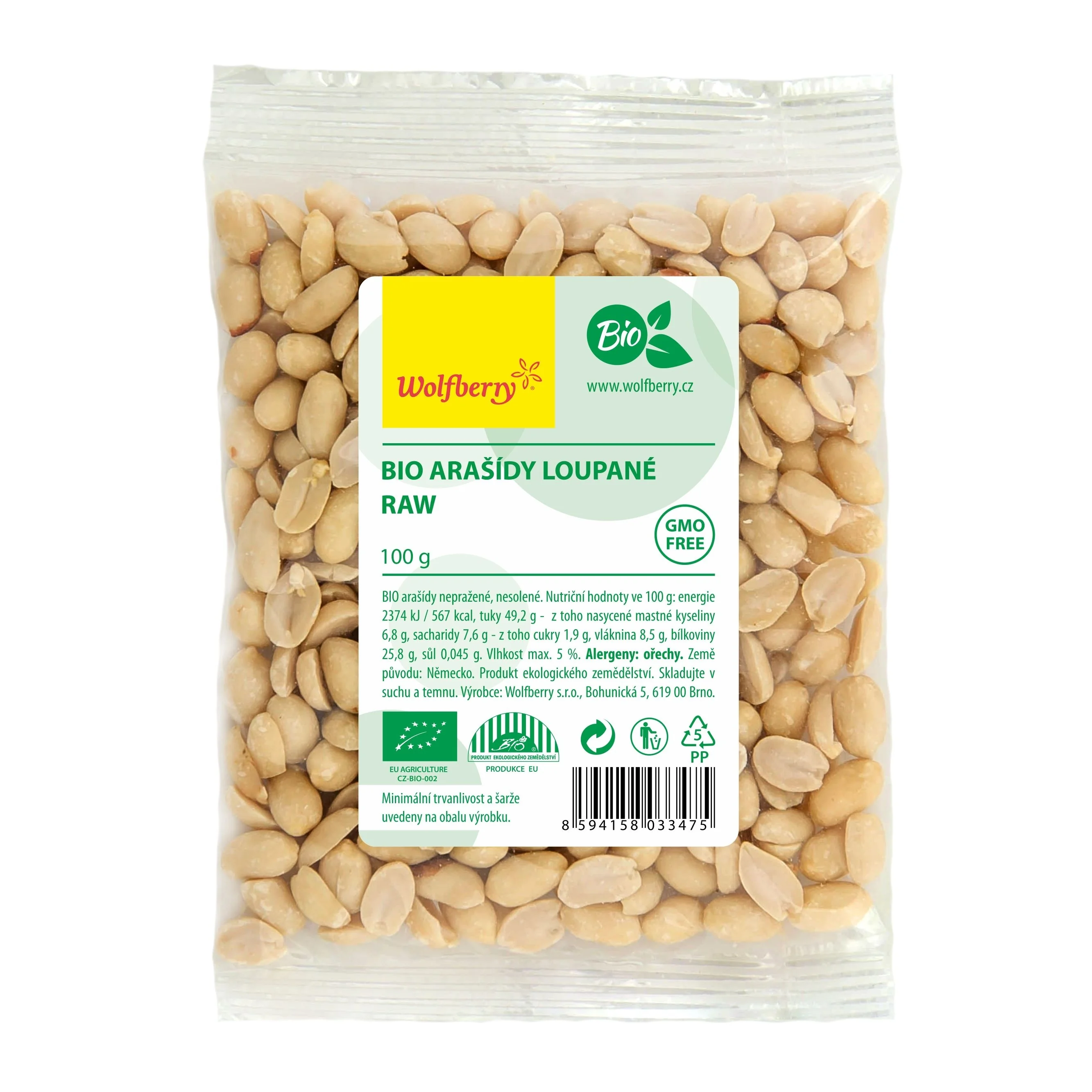 Wolfberry Arašídy loupané BIO 100 g