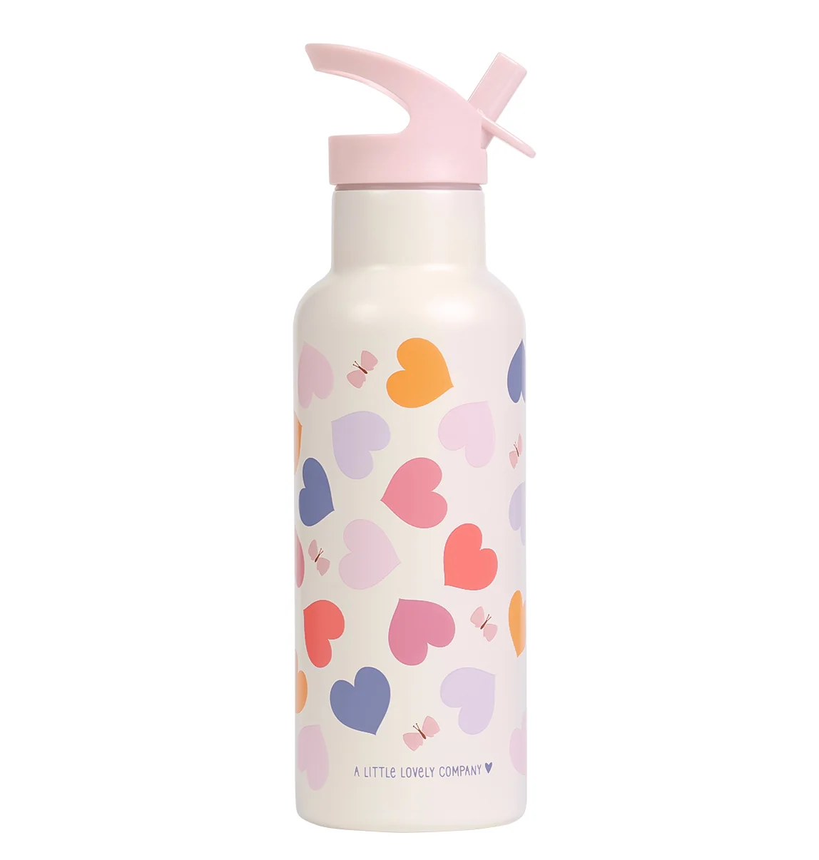 A Little Lovely Company nerezová láhev na pití, 500 ml - srdce