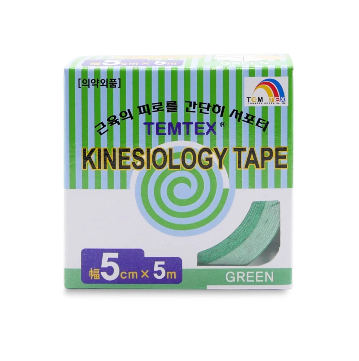 TEMTEX Kinesio tape 5 cm x 5 m tejpovací páska zelená