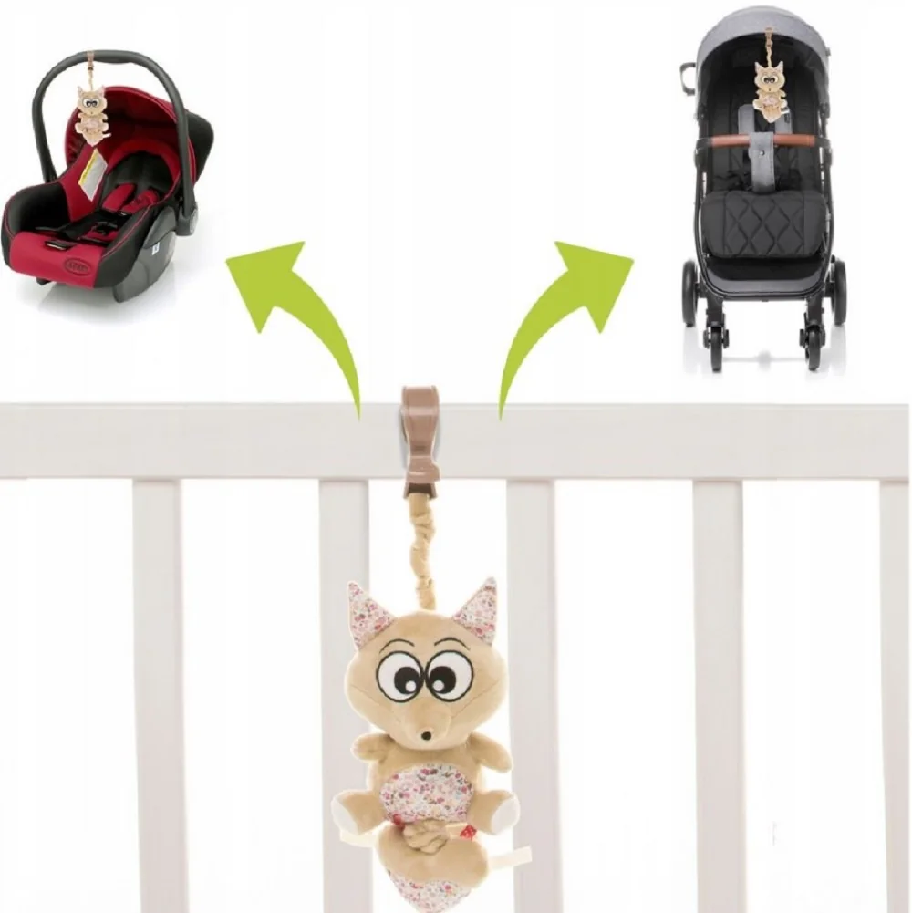 4 BABY Závěsná plyšová hračka s melodií, Fox, béžovo/hnědé