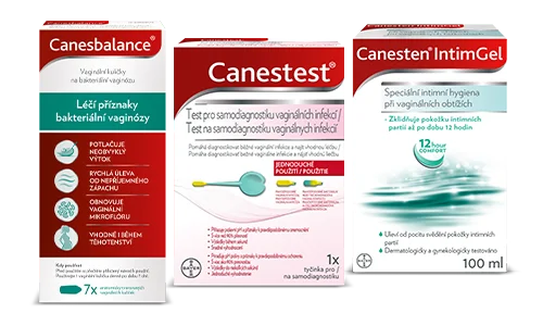 Produkty Canesten, Canesbalance, Canestest na bakteriální vaginózu Produkty Canesten, Canesbalance, Canestest na bakteriální vaginózu