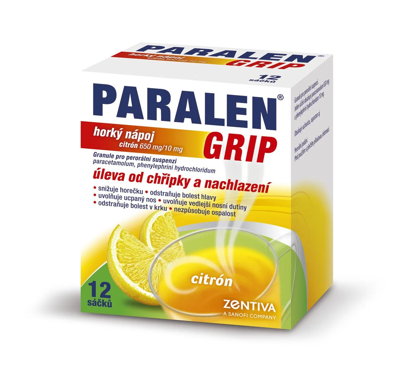 Paralen Grip Horký nápoj citron 12 sáčků
