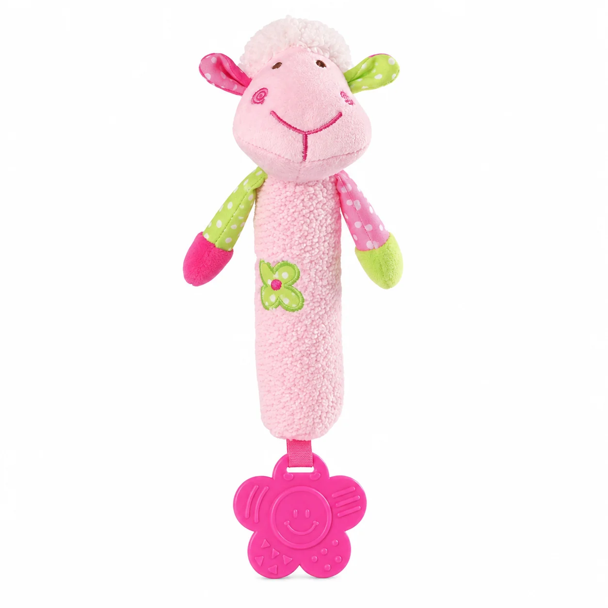 Babyono Plyšová hračka s pískátkem a kousátkem Sweet Lambie - růžová